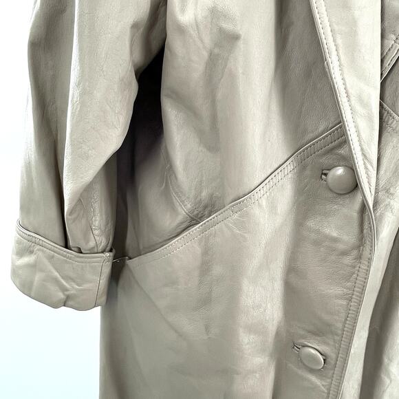 Vintage 90s Jacqueline Ferrar Tan Classic Retro Trench Outdoor Long Maxi Coat M - Picture 4 of 12